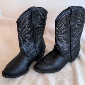 Smartfit Youth Black Faux Leather Cowboy Boots Sz. 13.5